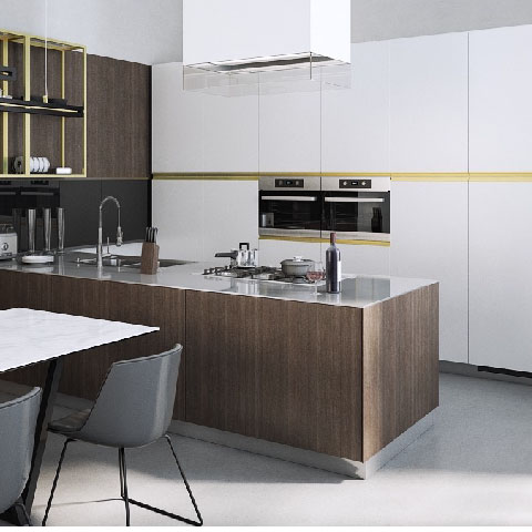 Kitchen with dark ZOBAL plinths for furniture