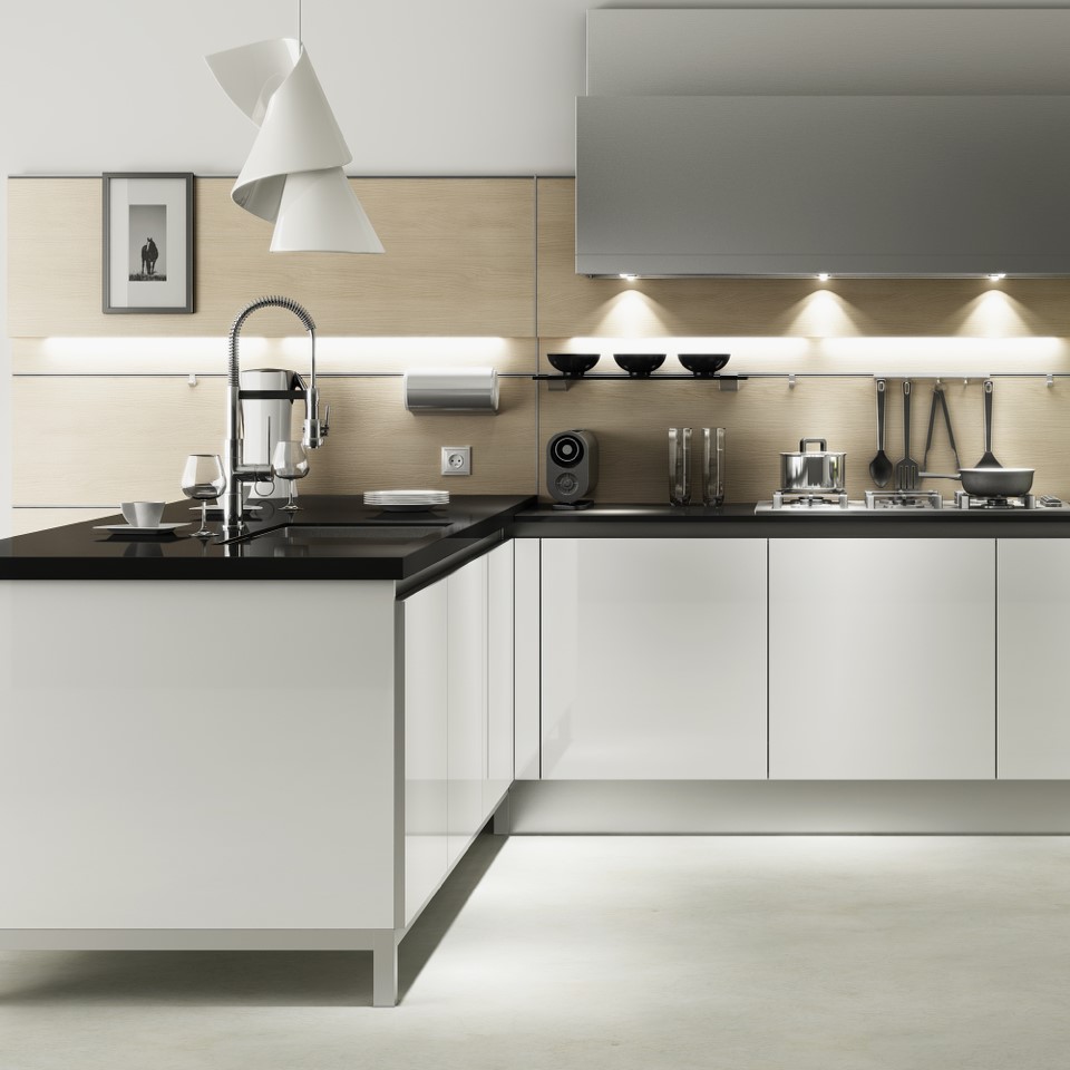 White kitchen on ZOBAL furniture legs and bases