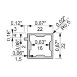 Square profile 22 with one shelf