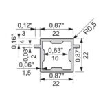 Square profile 22 with two shelf