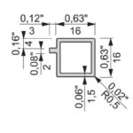 Square profile 16 with one shelf